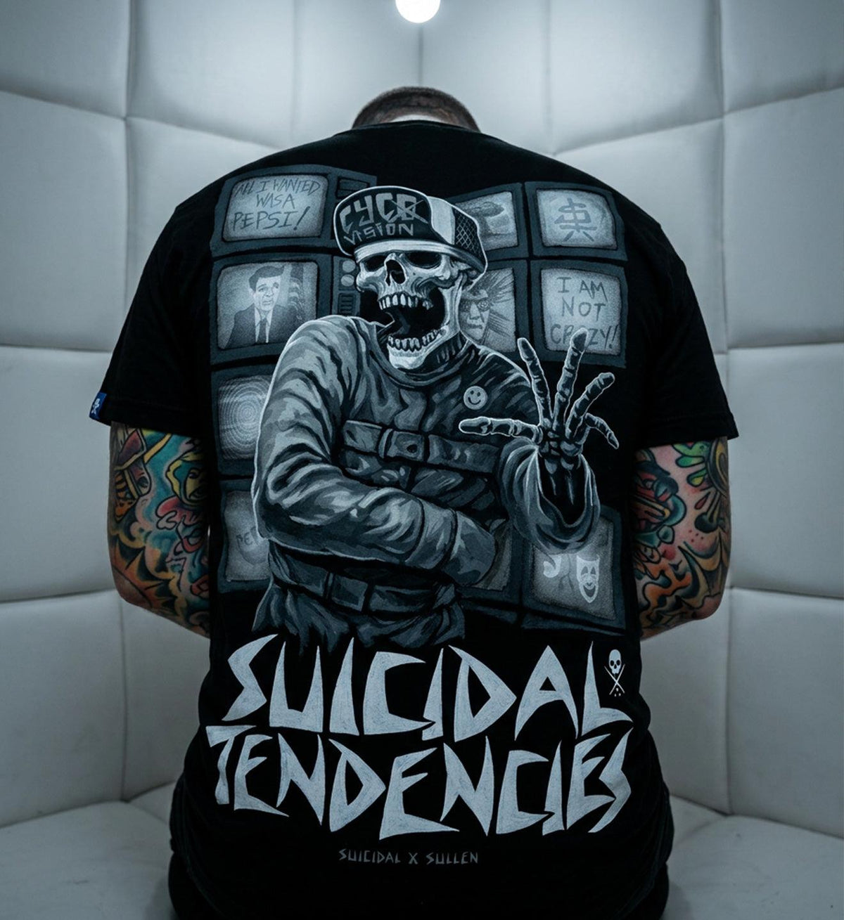 Sullen Collaboration Suicidal Tendencies black cotton tee skater punk rock artwork tattoo lifestyle tee