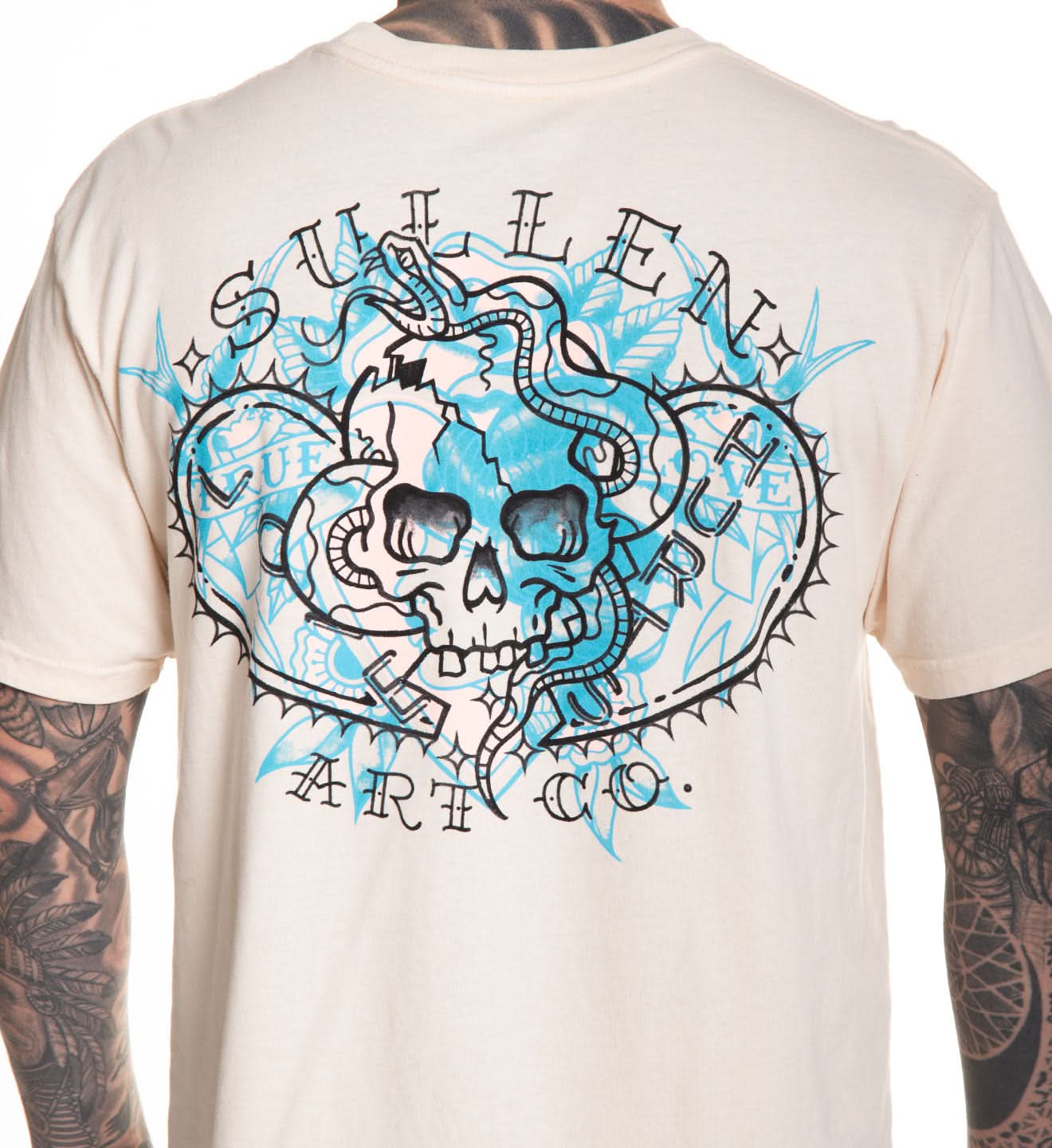 BEIGE T SHIRT WITH LAYERED VALENTINES DAY THEMED ARTWORK