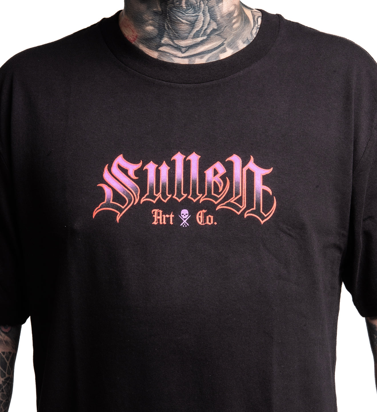 Black t-shirt with 'Sullen Art Co.' logo on a plain background