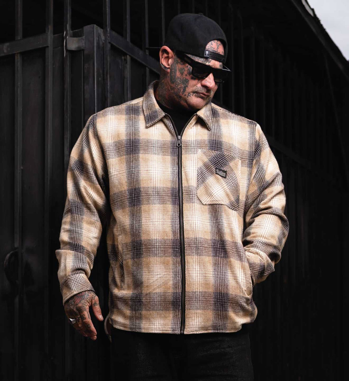 Lightweight Zip Up Flannel Shirt for Men