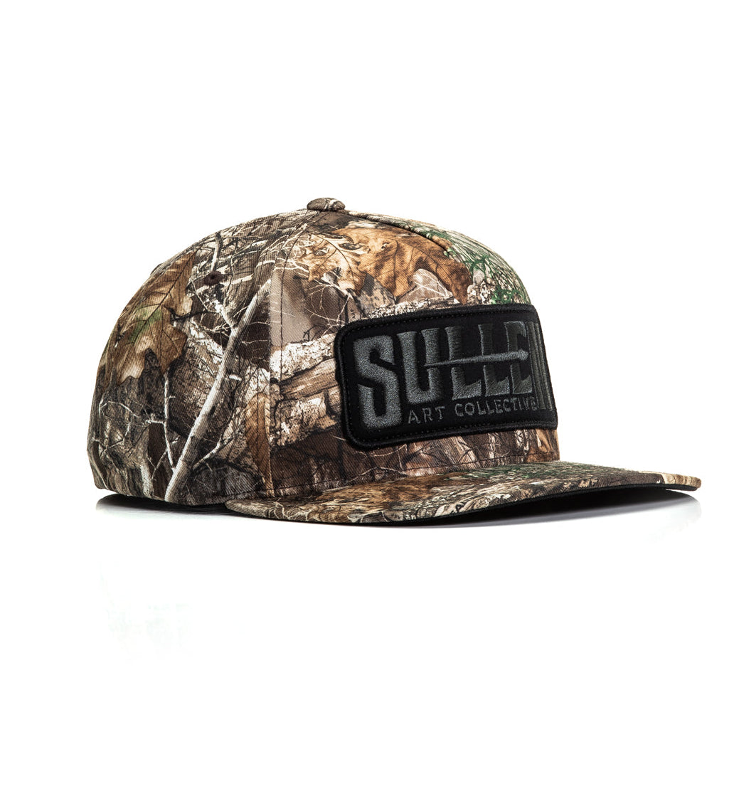 Camouflage cap with a logo on a white background