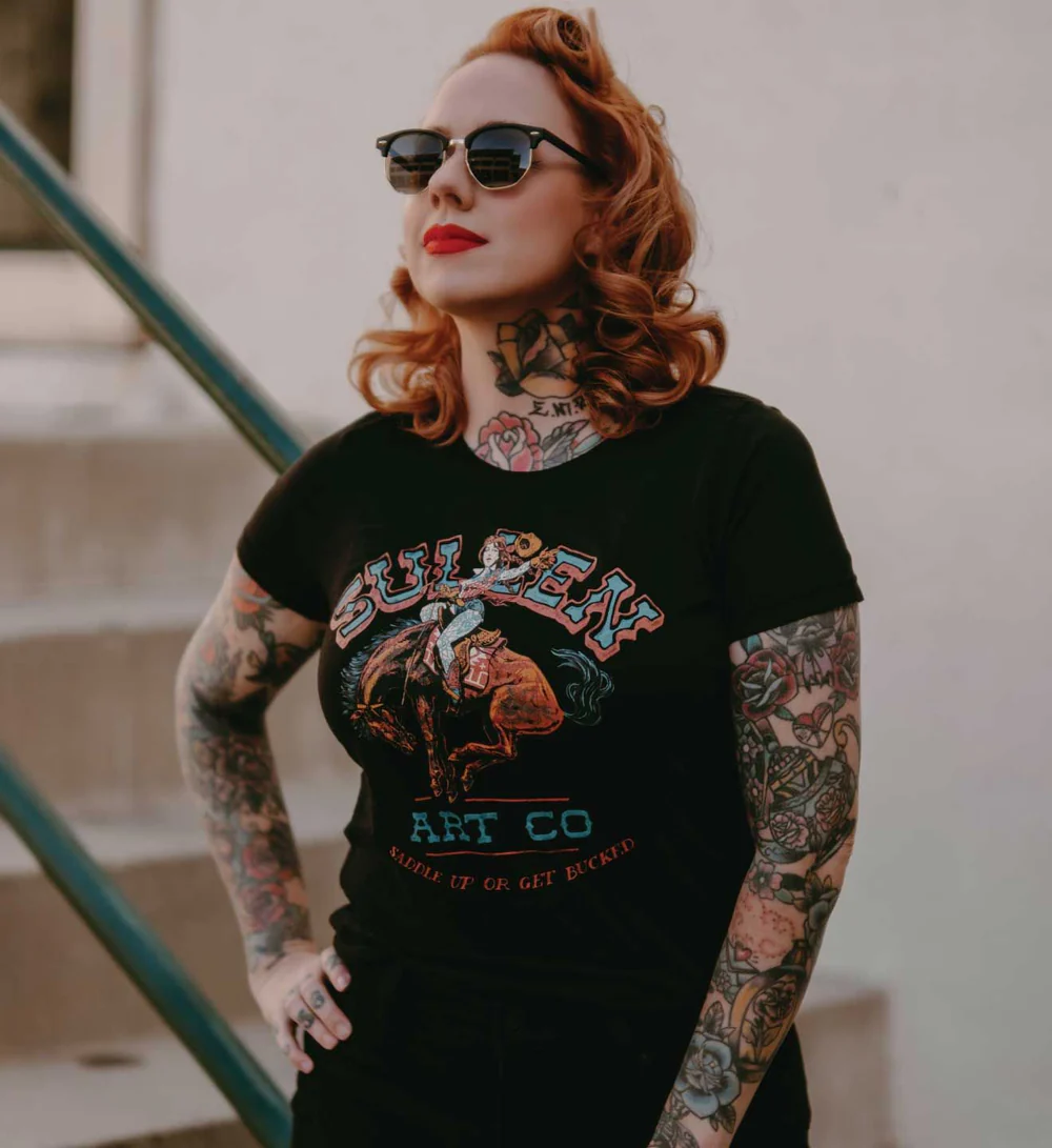 Female old school tattoo model