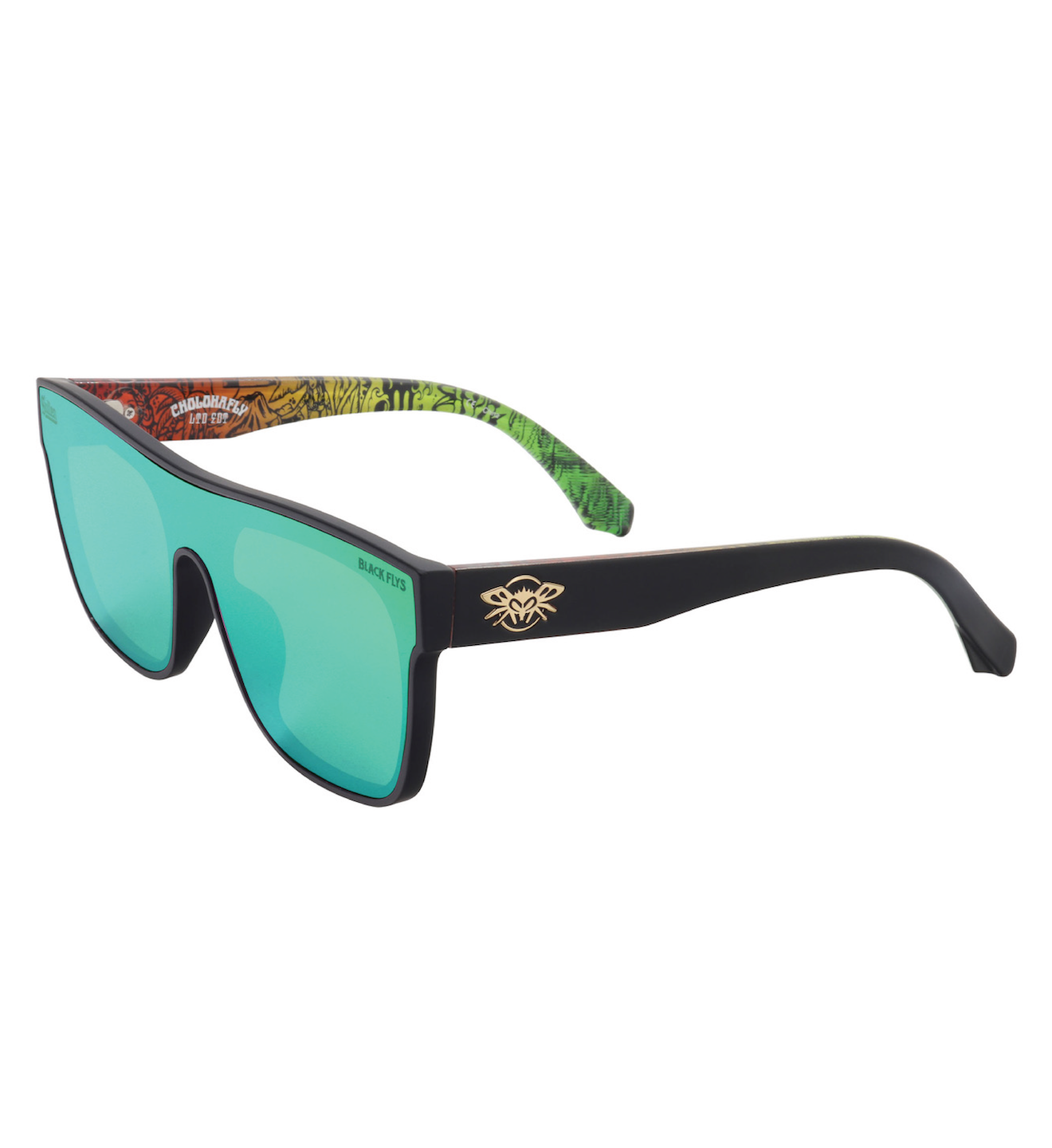 Cholohaflys Sunglasses - Shiny Black/Green - 