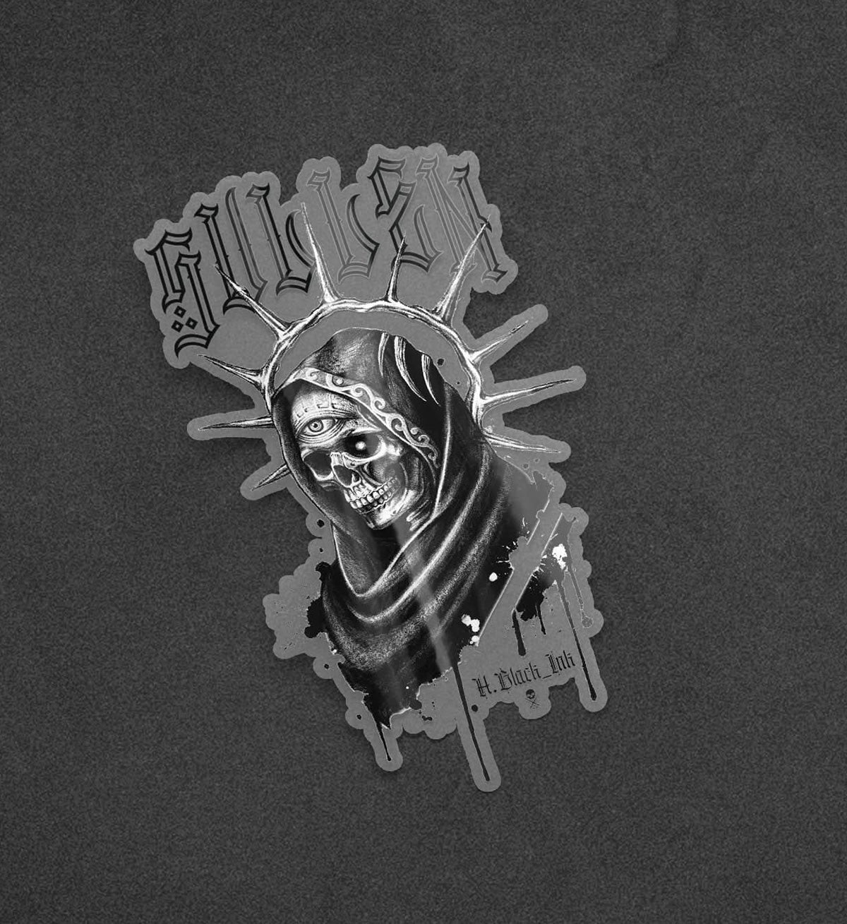 H Black Ink Sticker