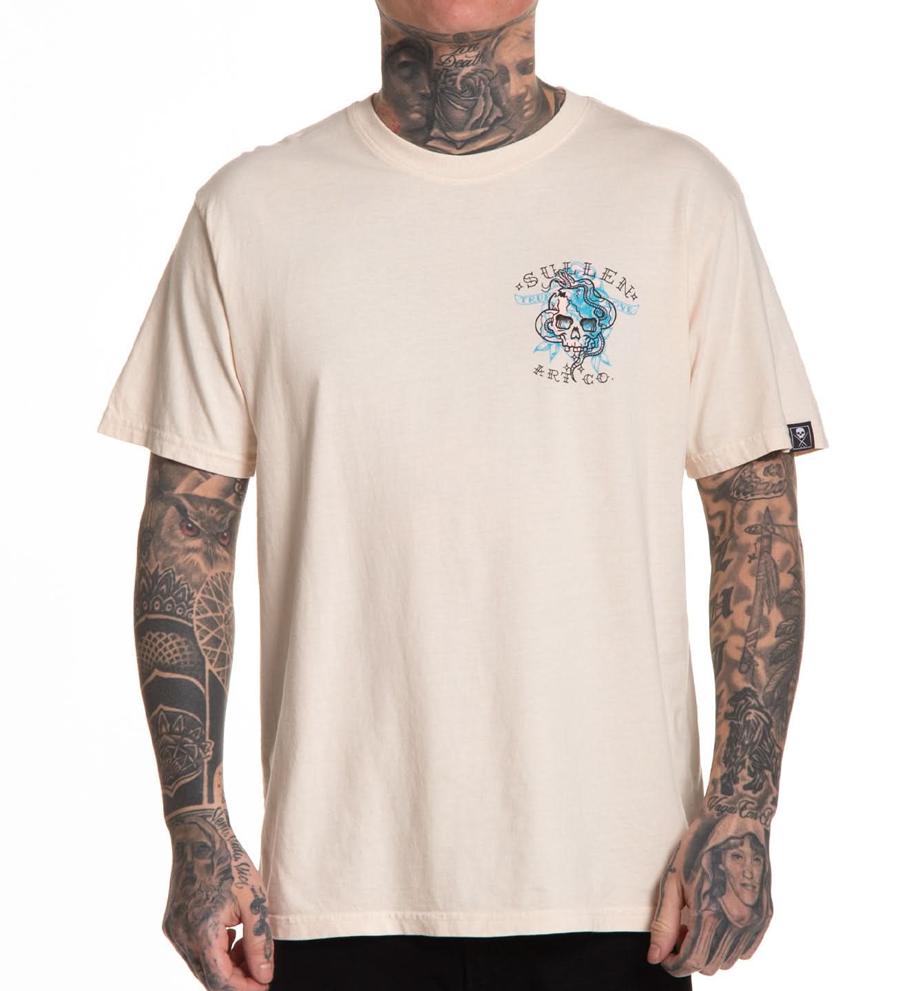 BEIGE T SHIRT WITH LAYERED VALENTINES DAY THEMED ARTWORK