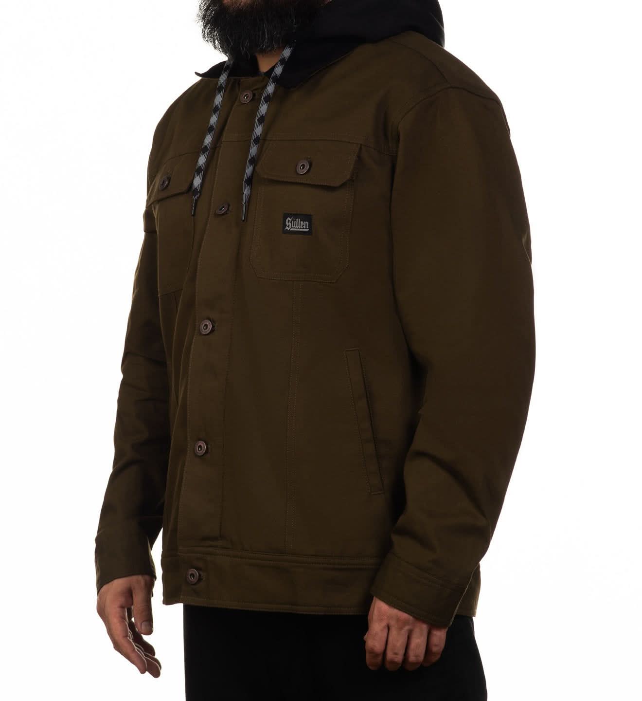 Duck Canvas Survivalist Jacket with Fleece Hood - Army Green