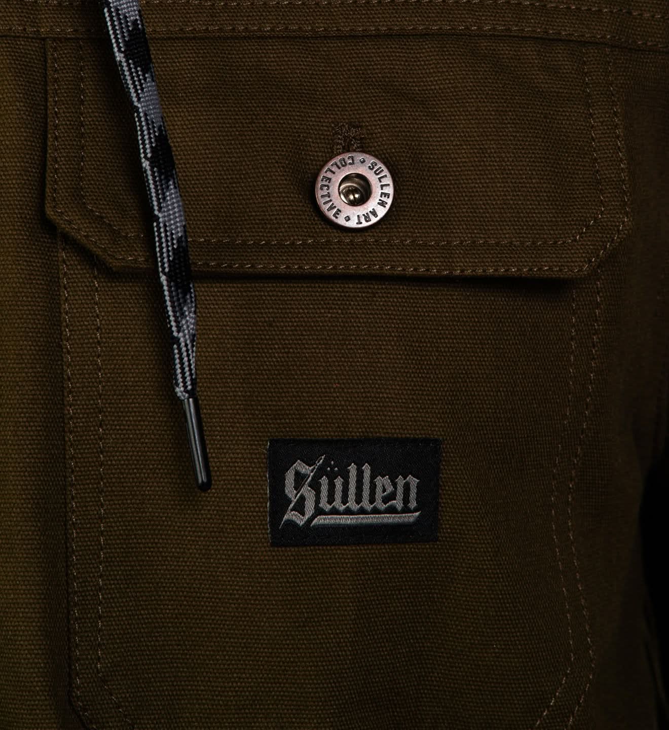 Duck Canvas Survivalist Jacket with Fleece Hood - Army Green