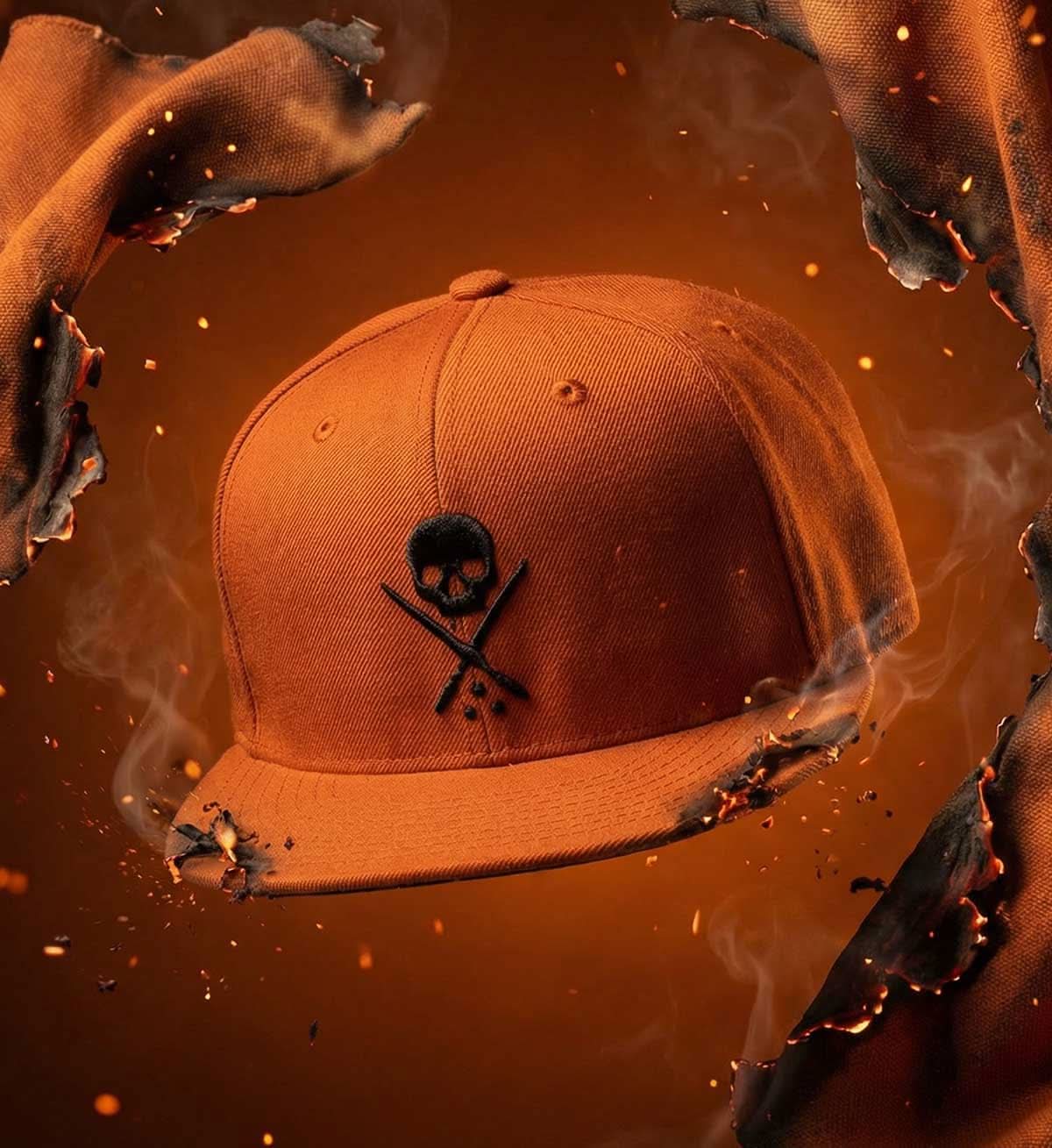 Gorro ajustado con insignia - Naranja quemado